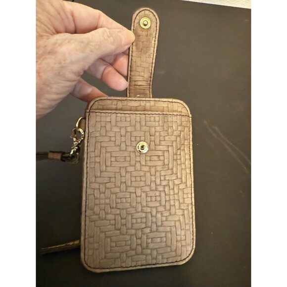 Women's B. MAKOWSKY Golden Brown Leather ID Wristlet Wallet Small Purse Clubbing - Picture 4 of 4